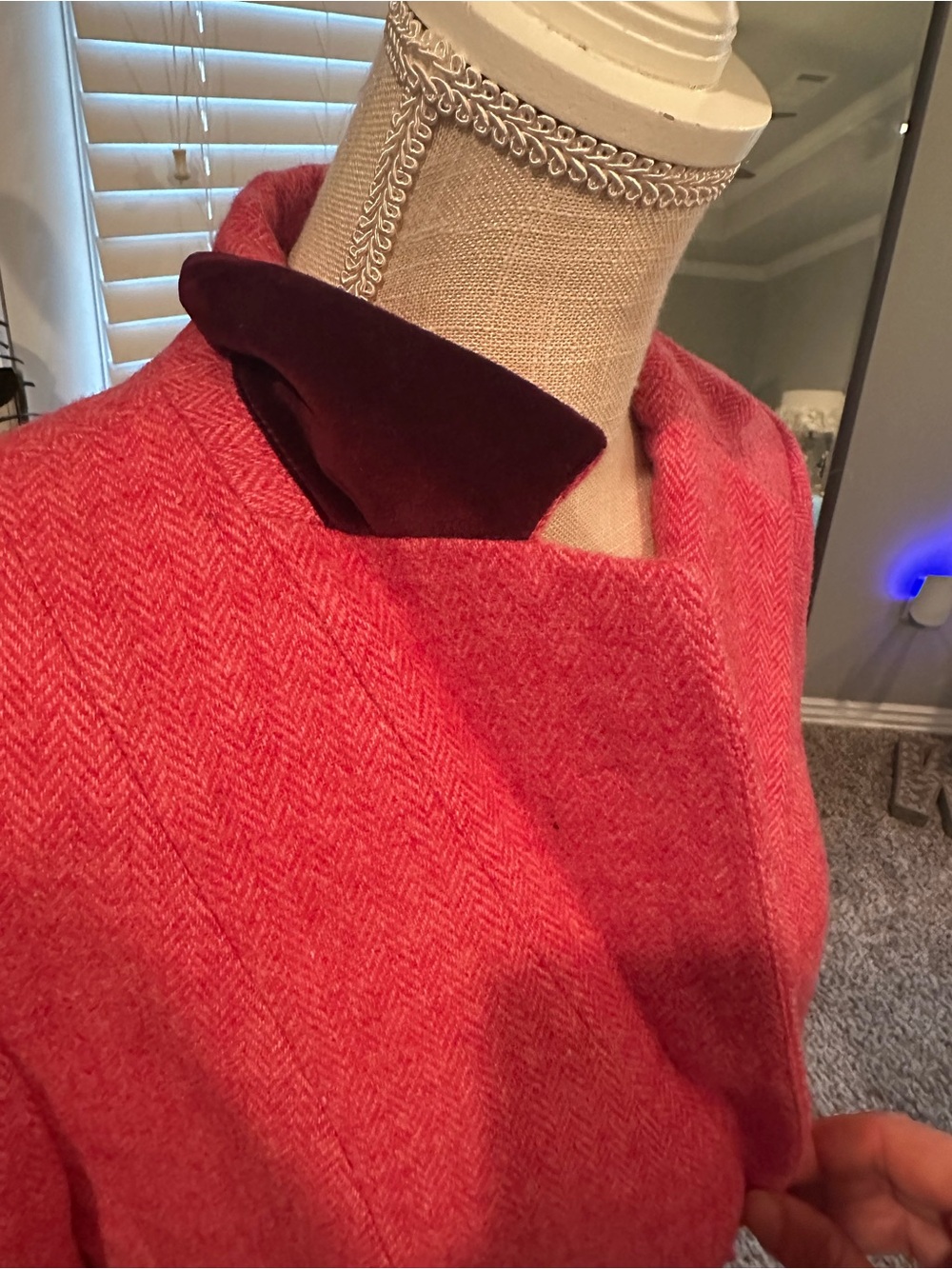 Talbots Red Herringbone Wool-Blend Single-Breasted Blazer - Picture 10 of 12